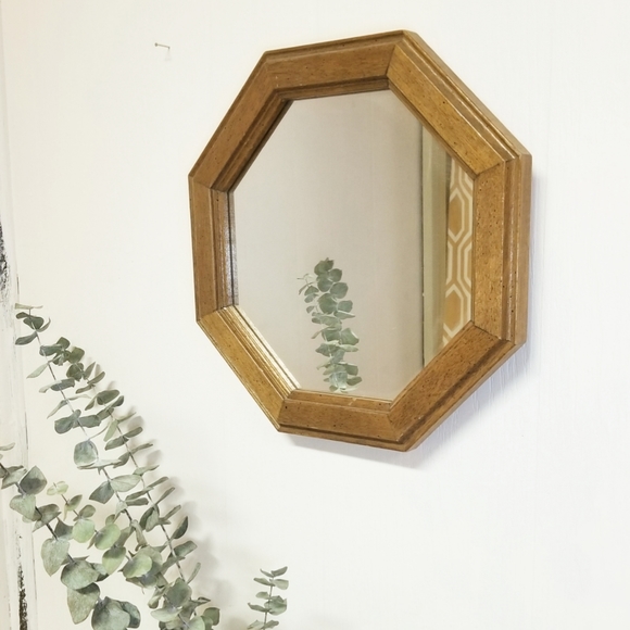 Vintage Wall Art Wooden Octagon Wall Mirror Poshmark